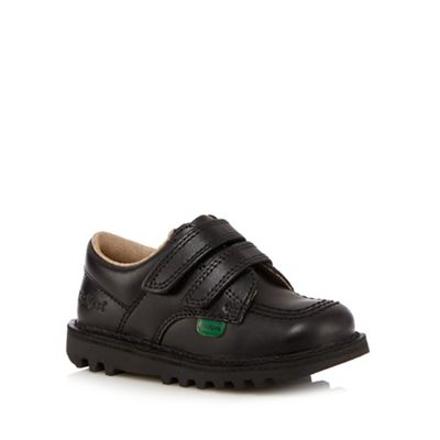 Kickers Boy's black leather arch support rip tape shoes